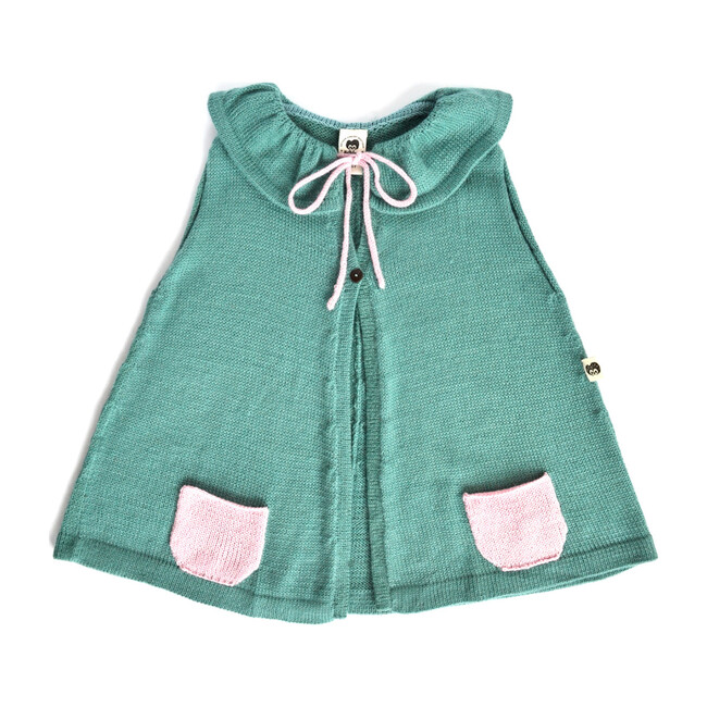 Mila Alpaca Wool Cape, Teal - Wool Coats - 1
