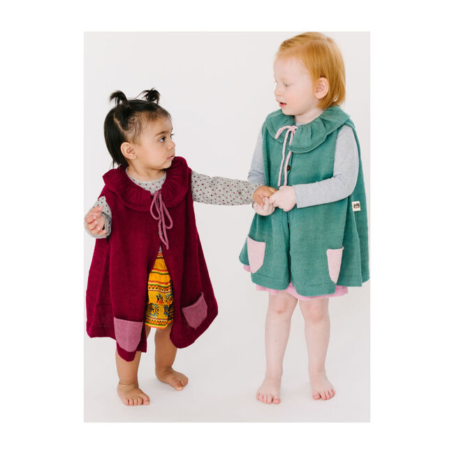 Mila Alpaca Wool Cape, Teal - Wool Coats - 5