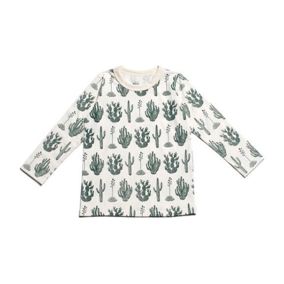 Cactus Long Sleeve Tee, Green - Tees - 1