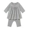Baby Dress & Leggings Set, Grey & White Dots - Dresses - 1 - thumbnail