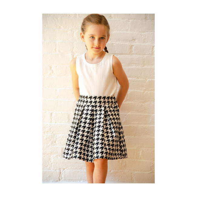 Ella Skirt, Black & White Houndstooth Embroidery - Skirts - 2