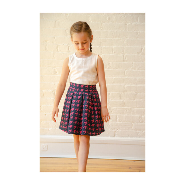 Ella Skirt, Pink & Navy Houndstooth - Skirts - 3