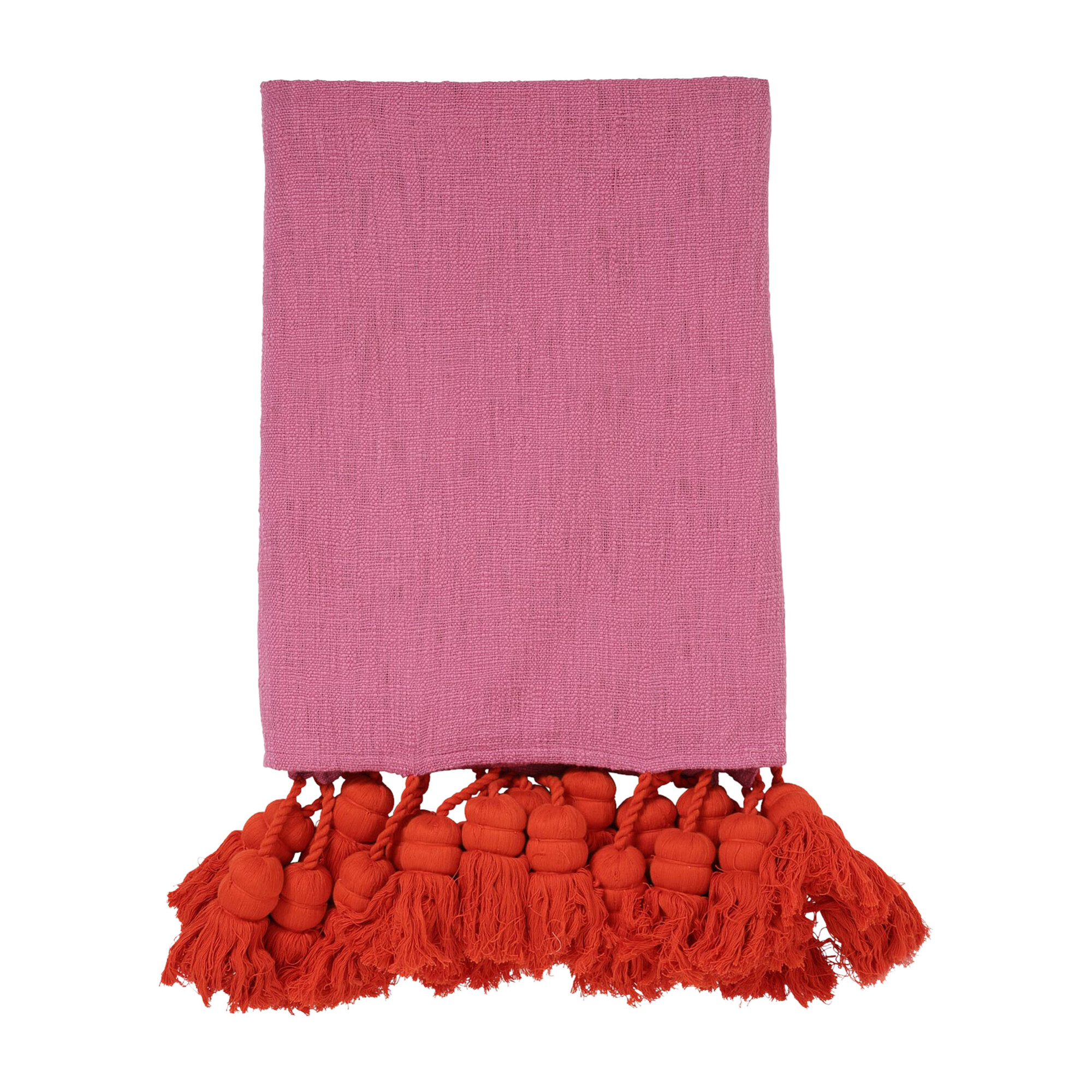 Hot pink throw blanket with tassels sale