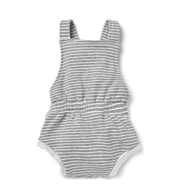 Striped Bloomer Overalls, Natural/Charcoal - Onesies - 1