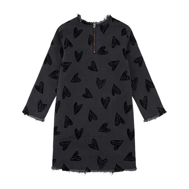 Darcey Denim Dress with Hearts, Black - Dresses - 2
