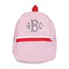 Monogrammed Seersucker Medium Backpack, Red - Backpacks - 1 - thumbnail
