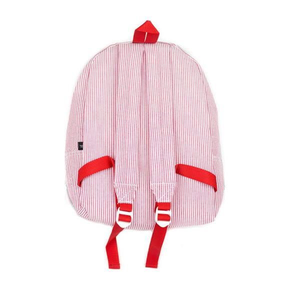 Monogrammed Seersucker Medium Backpack, Red - Backpacks - 2