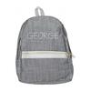 Monogrammed Chambray Medium Backpack, Grey - Backpacks - 1 - thumbnail