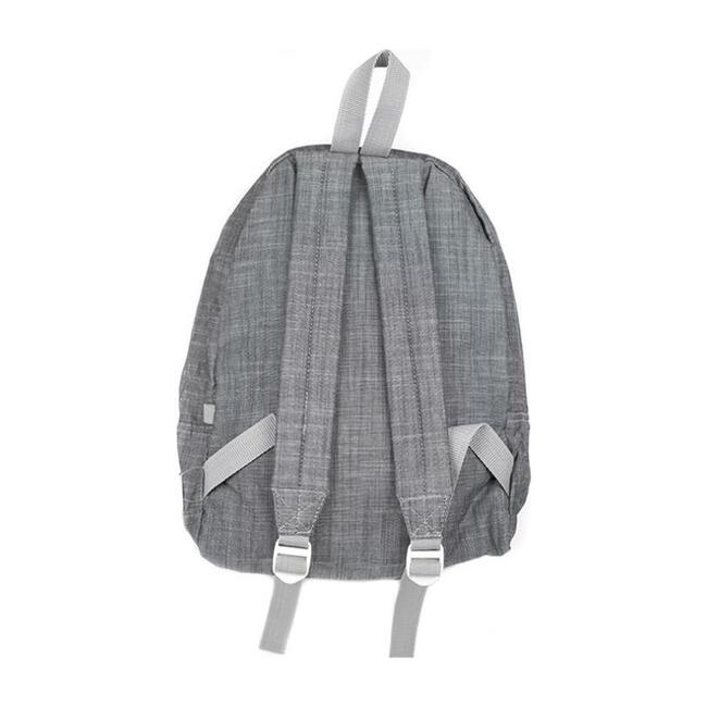 Monogrammed Chambray Medium Backpack, Grey - Backpacks - 2
