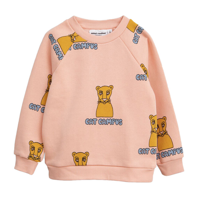 Cat Campus Sweatshirt, Pink - Sweatshirts - 1