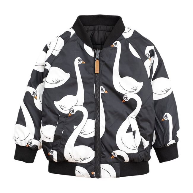 Reversible Swan Insulator Jacket, Black - Coats - 1