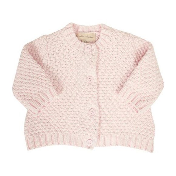 Chunky Knit Cardigan, Pale Pink - Sweaters - 1