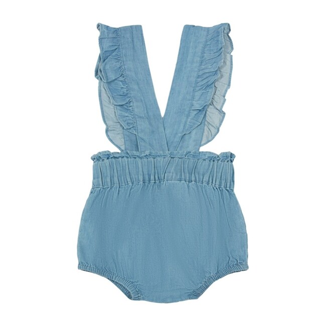 Cadeau Chambray Overall Baby Bloomers, Blue - Onesies - 2
