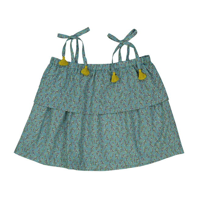 Baby Amelie Top, Turquoise Buds - Blouses - 1