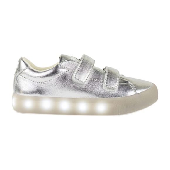 St. Laurent Velcro Sneaker, Silver - Sneakers - 1