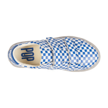 St. Laurent Velcro Sneaker, Blue Gingham - Sneakers - 3