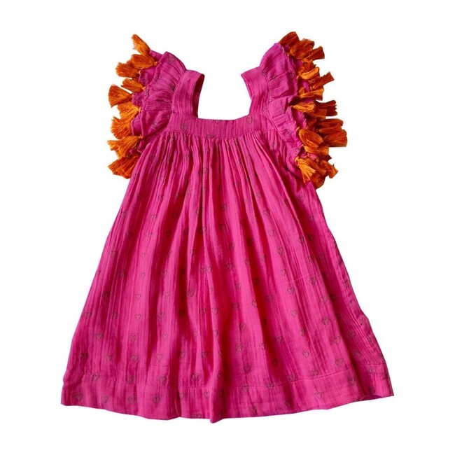 Serena Hearts Tassel Dress, Fuschia