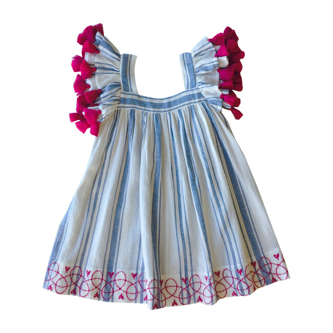 Serena Tassel Dress, Blue Stripe