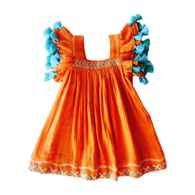 Serena Hugs & Kisses Tassel Dress, Orange