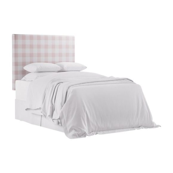 Slipcover Square Headboard, Pink Check - Beds - 1