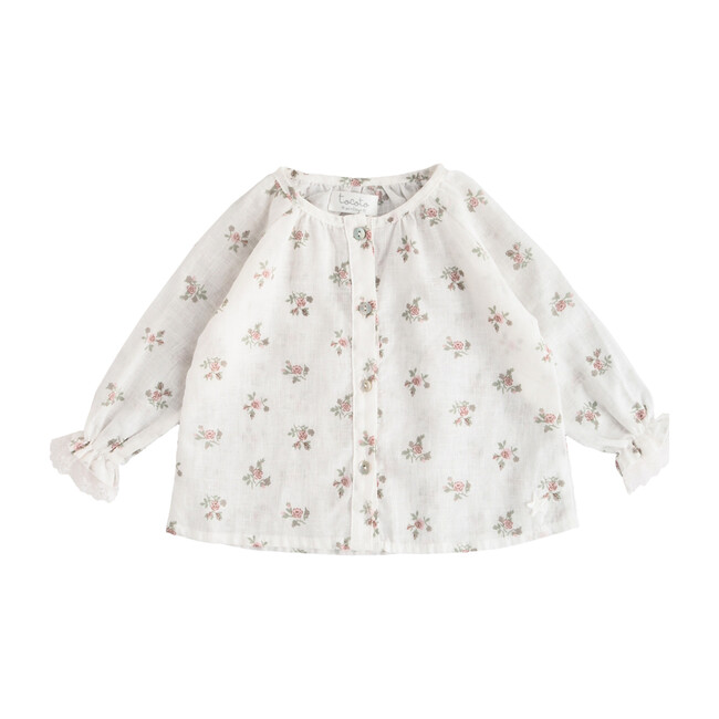 Floral Blouse, White - Blouses - 1