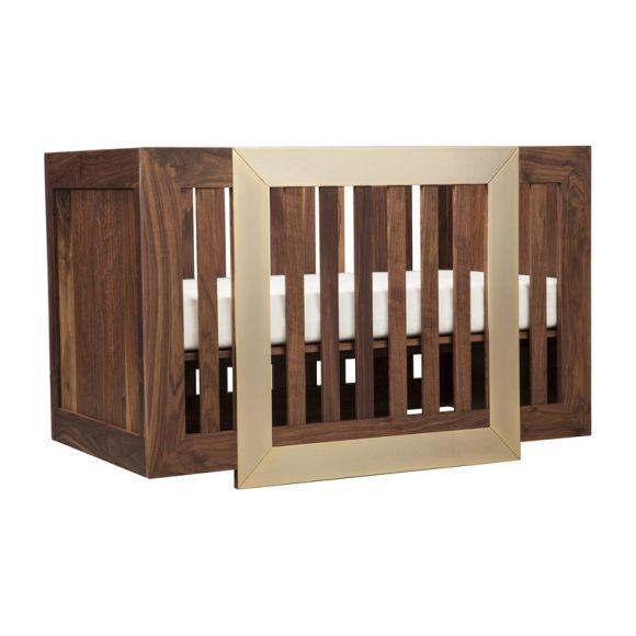 Lydian Crib, Walnut with 24k Gold Home Furniture Cribs &