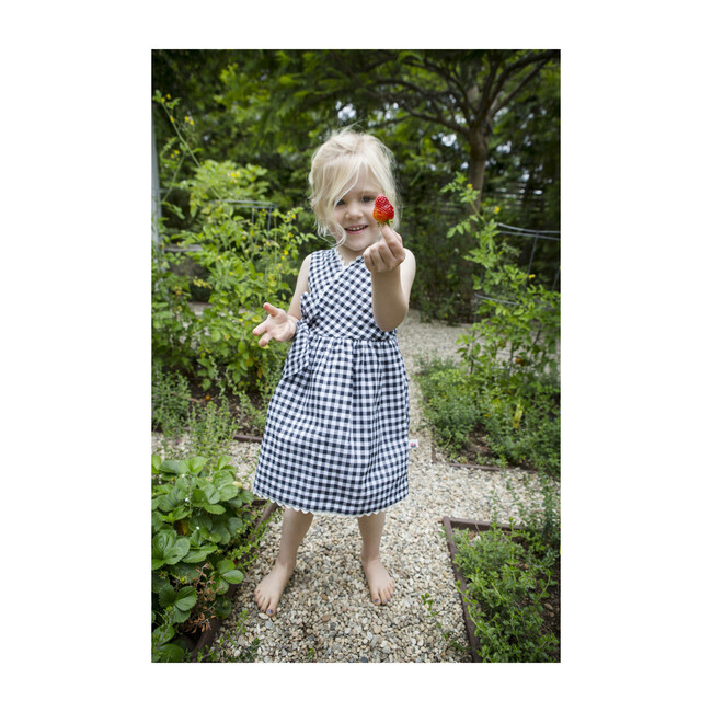Tessa Wrap Dress, Black Gingham - Dresses - 6