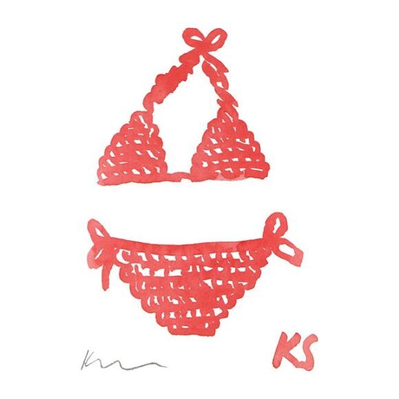 Red Mini Bikini, 3" x 4.5