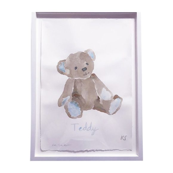 "Teddy" Blue Paws, 15" x 22" - Art - 1