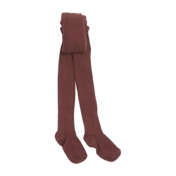 Ribbed Tights, Brown - Tights - 1