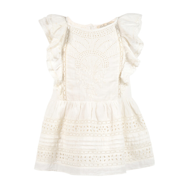 Sylvie Flutter Dress, Ivory - Dresses - 1