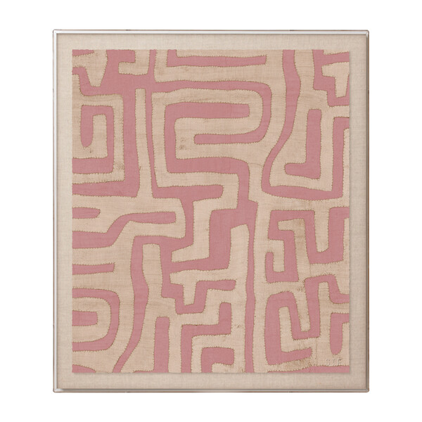 Kuba Cloth Framed Accent Print, Terracotta