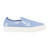 Leo Skull Embroidered Denim Slip Ons, Blue - Slip Ons - 2