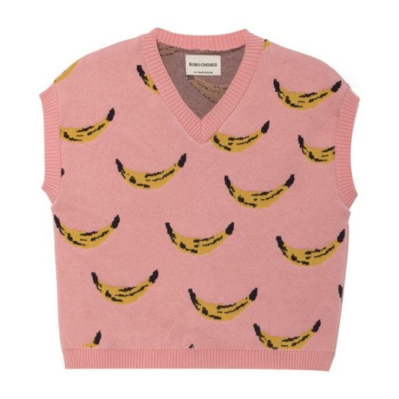 Banana Knitted Vest, Pink - Vests - 1