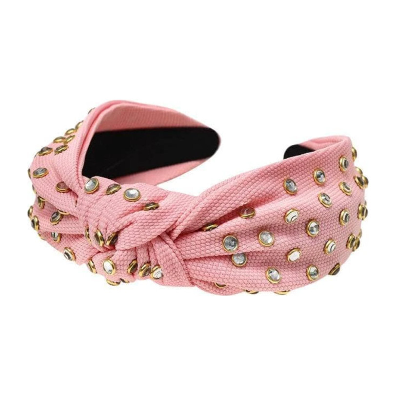 Crystal Studded Knot Headband, Light Pink - Kids Girl Accessories Hair Accessories - Maisonette