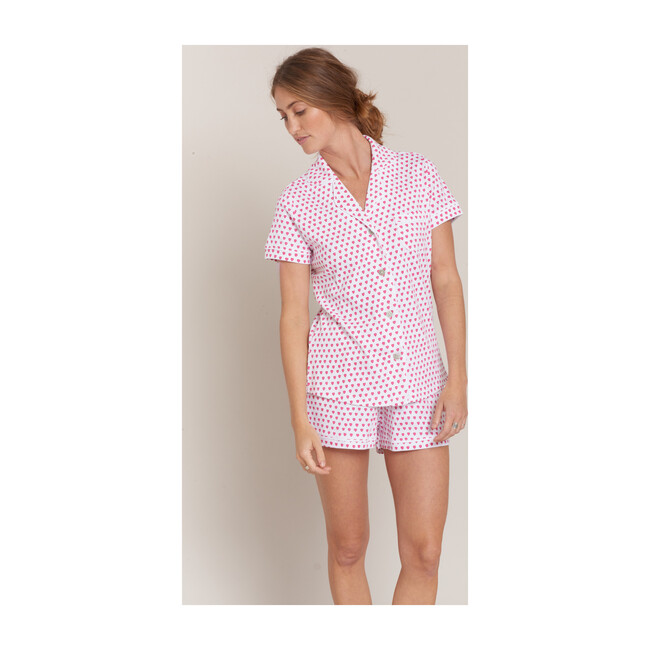 Women's Hearts Polo Pajama Set, Pink