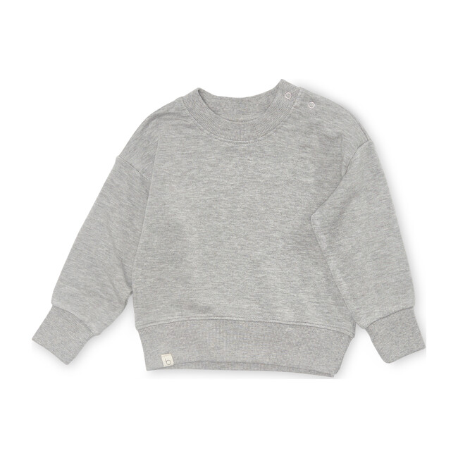 Terry Fleece Pullover, Heather Grey - Sweatshirts - 1