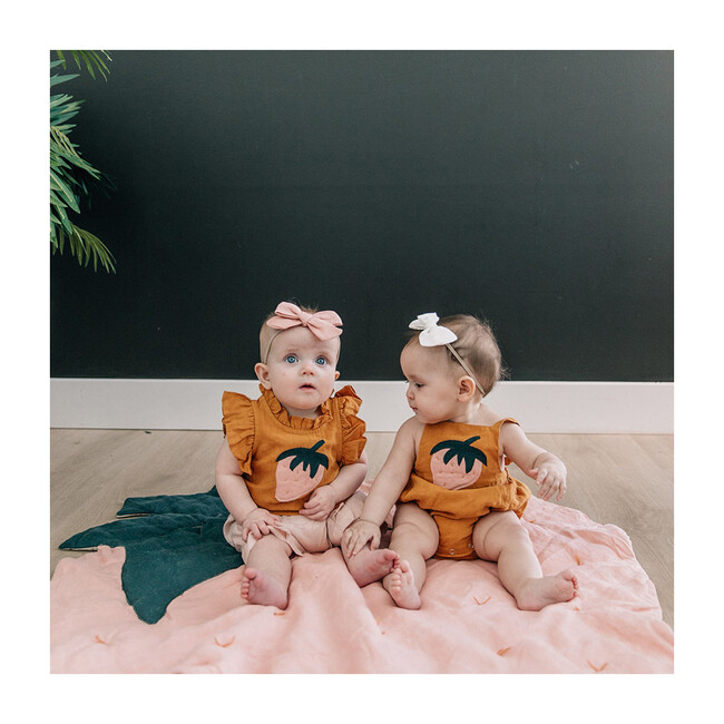 Skye Strawberry Romper, Butterscotch - Rompers - 3