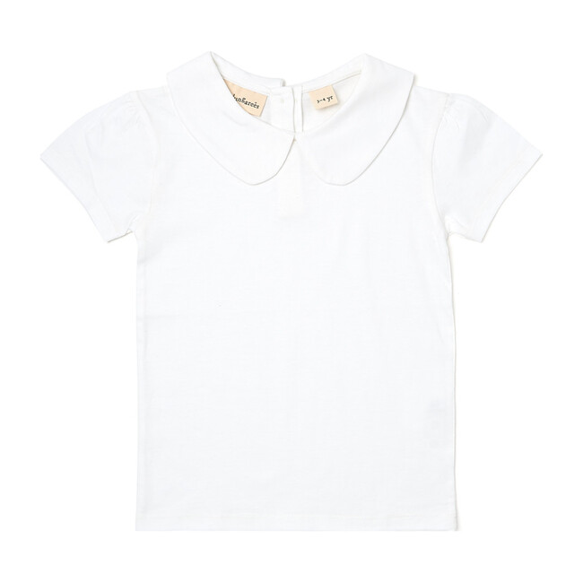 Organic Peter Pan Collar T-Shirt, Plain White - Tees - 1