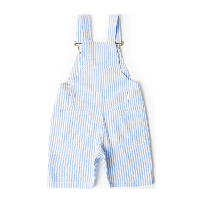 Blue Seersucker Overall Shorts - Overalls - 3