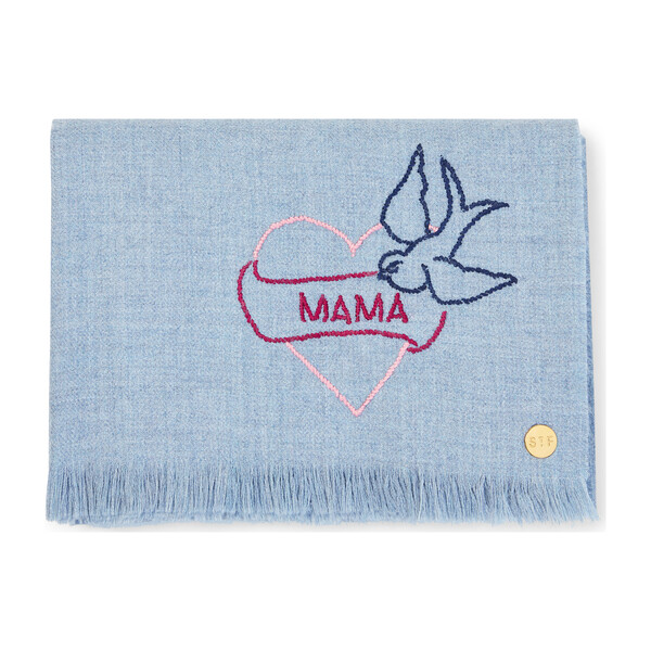 "Mama" Tattoo Embroidered Baby Alpaca Throw