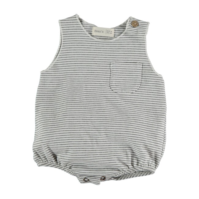 Basil Pocket Onesie, White Stripe - Onesies - 1