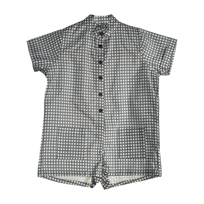 Mariana Romper, Blue Squares - Rompers - 1