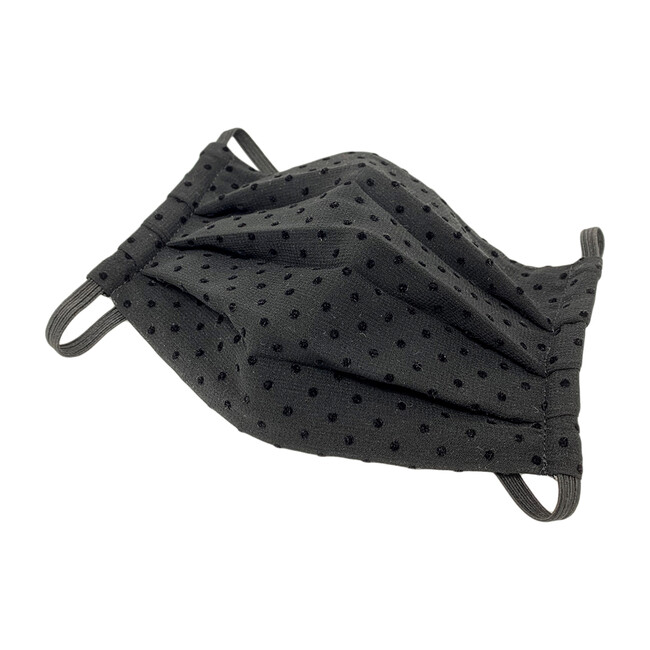 Reusable Youth Cloth Face Mask, Black Swiss Dot - Face Masks - 1