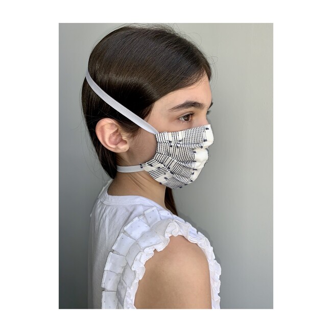 Reusable Youth Cloth Face Mask, Black Swiss Dot - Face Masks - 2