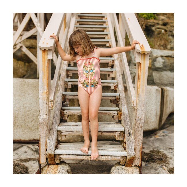 Hero Suit, Pink Stripe with Embroidery