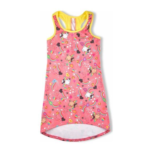 Pugicorn Racer Back Dress, Pink