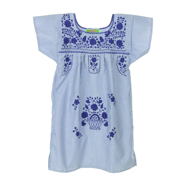Specialty Puebla Dress, Blue Stripe - Dresses - 1