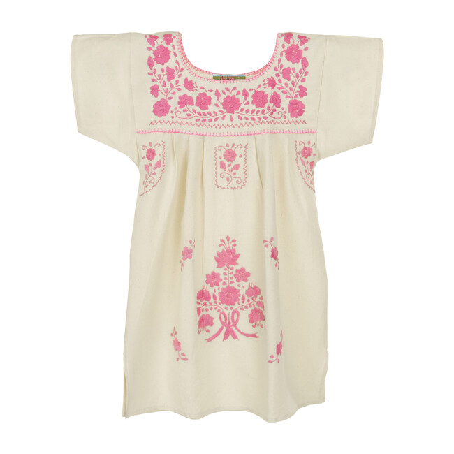 Puebla Dress in Manta, Natural/Pale Pink - Dresses - 1