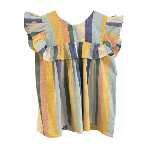 Women's Ruffle Bib Blouse, Rainbow